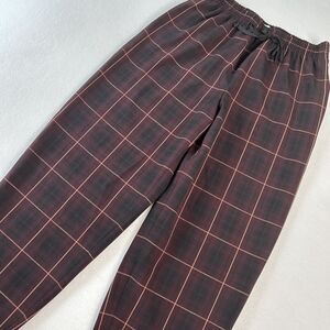 Checked Elastic-Waist Trousers - Burgundy Pink